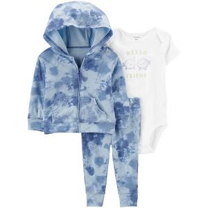 NWT carter’s 3 piece tie dye  hoodie/pants bodysuit set 6-9 months